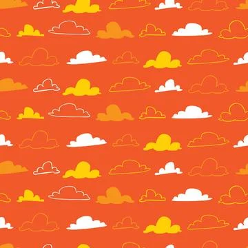 Vector orange doodle clouds repeat pattern. Suitable for textile, gift wrap a 库存插图