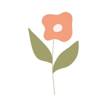 Vector Orange Flat Flowers, Hand drawn in Cartoon style. Isolated on white .. Stock Illustration