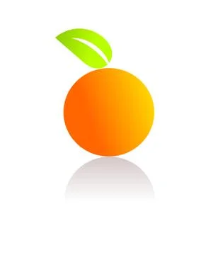 Vector orange fruit illustration with leaf and shadow Stock Illustration