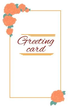 Vector orange Greeting card rose - frame line Stock Illustration