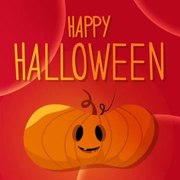 Vector orange halloween smile pumpkin with letters Stock Illustration