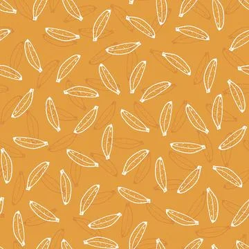 Vector orange hand drawn scattered bananas doodle background pattern. Perfect Stock Illustration