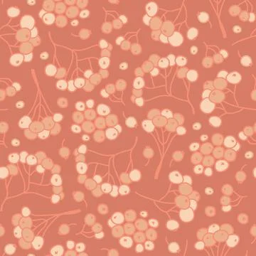 Vector orange pastel ash berries texture background seamless pattern print Stock Illustration