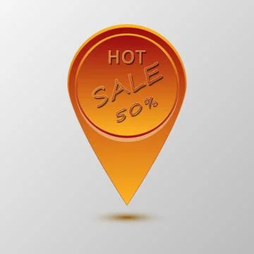 The vector orange pointer with hot sale message Stock Illustration