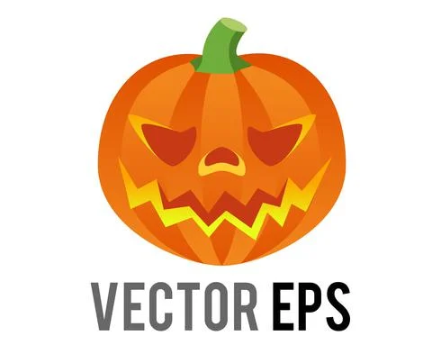Vector orange pumpkin Jack O Lantern icon for Halloween holiday decoration Stock Illustration