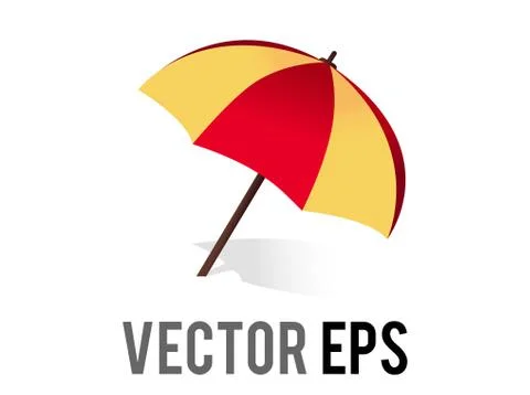 Vector orange, red striped opened beach umbrella on ground icon Stock Illustration