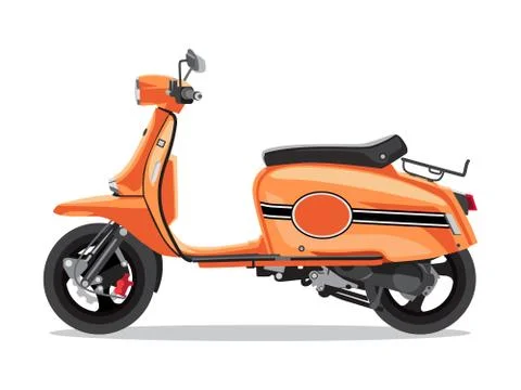 Vector orange retro scooter, flat style side view. Moped for delivery, scooter Stock Illustration