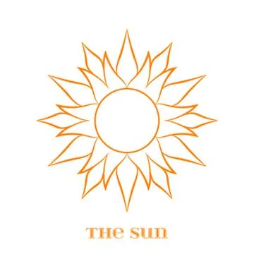 Vector Orange Sun Symbol over white. Stock Illustration