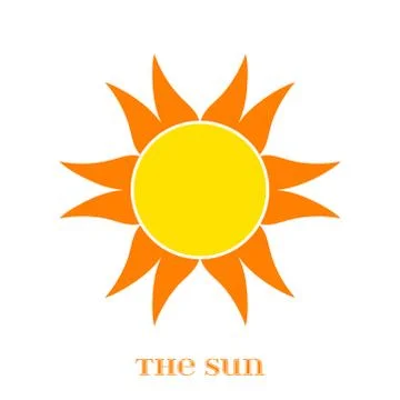 Vector Orange Sun Symbol over white. Stock Illustration