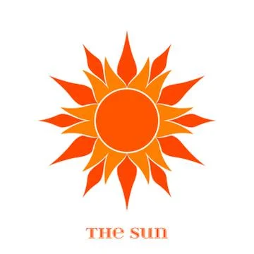 Vector Orange Sun Symbol over white. Stock Illustration