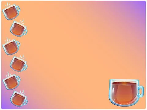 Vector orange violet Background with cup of black tea Stock Illustration
