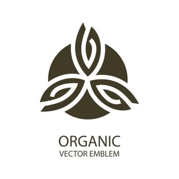 Vector organic emblem black, white, outline symbol Stock Illustration