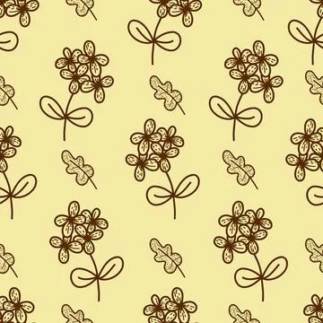 Vector organic floral seamless pattern background, botanical motif, freehand Stock Illustration