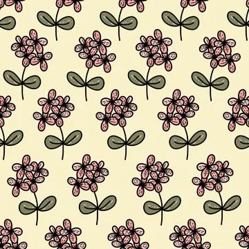 Vector organic floral seamless pattern background, botanical motif, freehand Stock Illustration