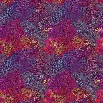 Vector organic seamless abstract background, botanical motif, freehand doodles Illustrazione stock