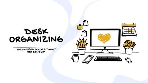 Vector of an organized desk, workplace from home Stock Illustration
