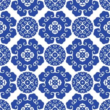 Vector oriental floral seamless pattern background Stock Illustration