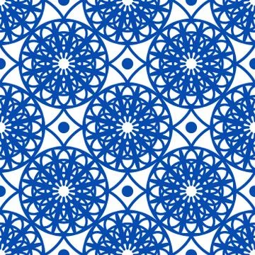 Vector oriental pattern in blue color. Turkish, Spanish, Moorish, Moroccan イラスト素材
