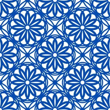 Vector oriental pattern in blue color. Turkish, Spanish, Moorish, Moroccan Stock Illustration