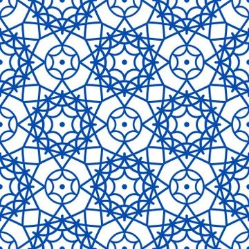 Vector oriental pattern in blue color. Turkish, Spanish, Moorish, Moroccan 스톡 일러스트