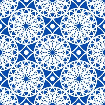 Vector oriental pattern in blue color. Turkish, Spanish, Moorish, Moroccan Stock Illustration