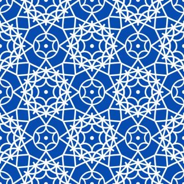 Vector oriental pattern in blue color. Turkish, Spanish, Moorish, Moroccan Stock Illustration