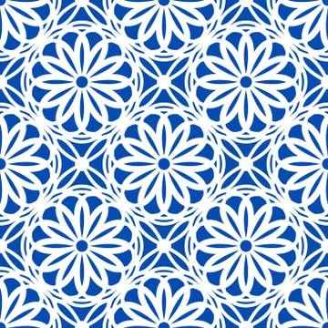 Vector oriental pattern in blue color. Turkish, Spanish, Moorish, Moroccan イラスト素材
