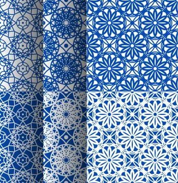 Vector oriental pattern in blue color. Turkish, Spanish, Moorish, Moroccan Stock Illustration