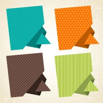 Vector origami background. Banner and speech bubbles Stock Illustration