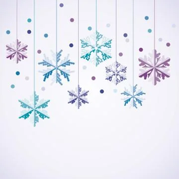 Vector origami hanging snowflakes Stock Illustration