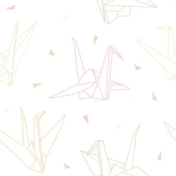 Vector origami paper cranes seamless pattern Stock-Illustration
