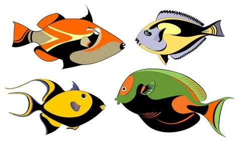 Vector original decorative fish set Stock Illustration