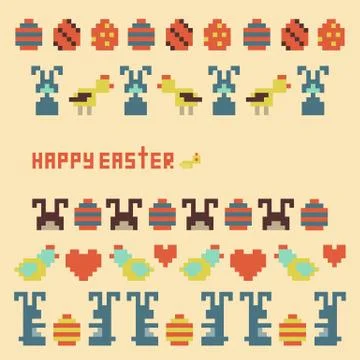 Vector ornament collection of easter items Stock Illustration