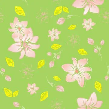 Vector ornament of color. Seamless background with leaves. Stock Illustration