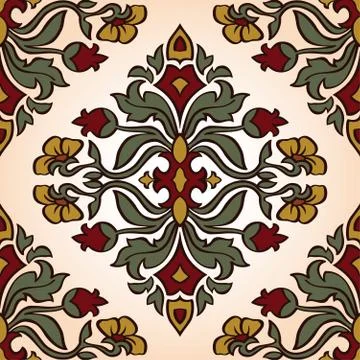 Vector ornament with damask. Stock Illustration