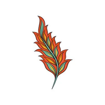 Vector ornament of feather. Abstract indian pattern. Bright artistic decoration Illustrazione stock