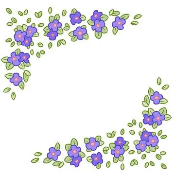 Vector ornament with Pansy or Viola flowers and leaves Stock Illustration