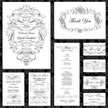 Vector ornament wedding invitation set Иллюстрация