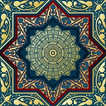 Vector Ornamental arabic golden elements pattern. Bokeh lights festive 스톡 일러스트