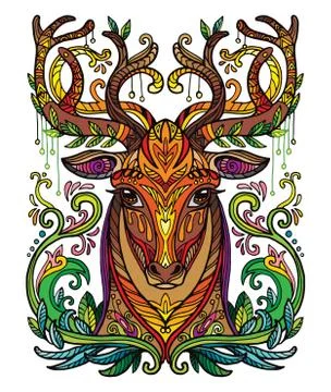Vector ornamental deer Illustrazione stock