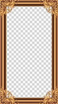 Vector ornamental frame is showcasing golden border with floral scrolls, Stock Illustration