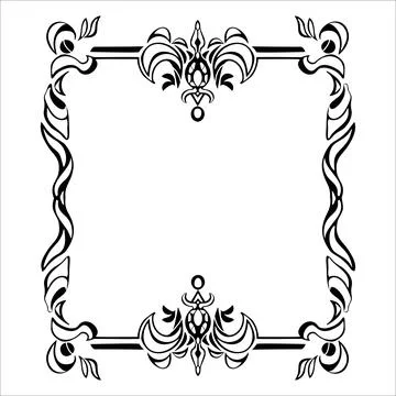Vector ornamental hand drawn frame - gothic design. Floral art vintage 库存插图