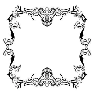 Vector ornamental hand drawn frame - gothic design. Floral art vintage Stock Illustration