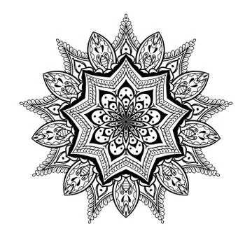 Vector ornamental Lotus mandala, ethnic zentangled henna tattoo Stock Illustration