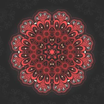 Vector ornamental round lace with damask and arabesque elements. Mehndi style Stock Illustration