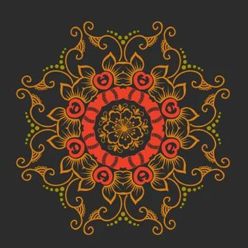 Vector ornamental round lace with damask and arabesque elements. Mehndi style イラスト素材