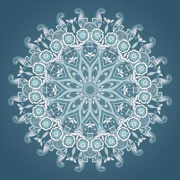 Vector ornamental round lace with damask and arabesque elements. Mehndi style Stock Illustration