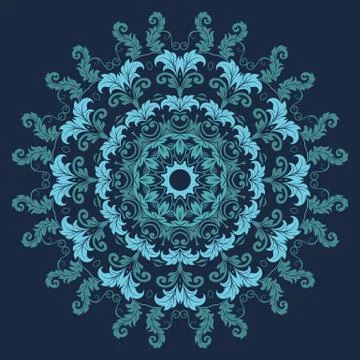 Vector ornamental round lace with damask and arabesque elements. Mehndi style イラスト素材