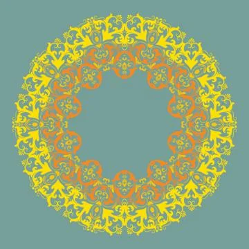Vector ornamental round lace with damask and arabesque elements. Mehndi style イラスト素材