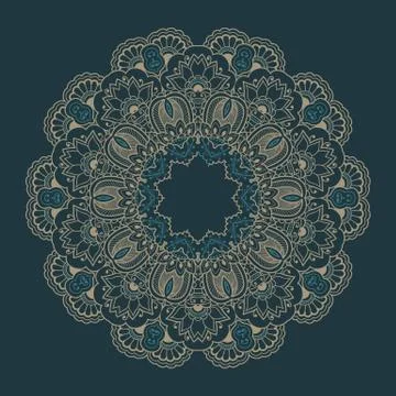 Vector ornamental round lace with damask and arabesque elements. Mehndi style Stock Illustration
